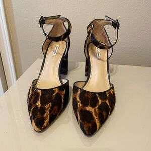 Alex Marie Brown and Black Heels with Ankle Strap